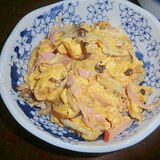 超簡単　！　きのこ　と　ハムの卵とじ丼